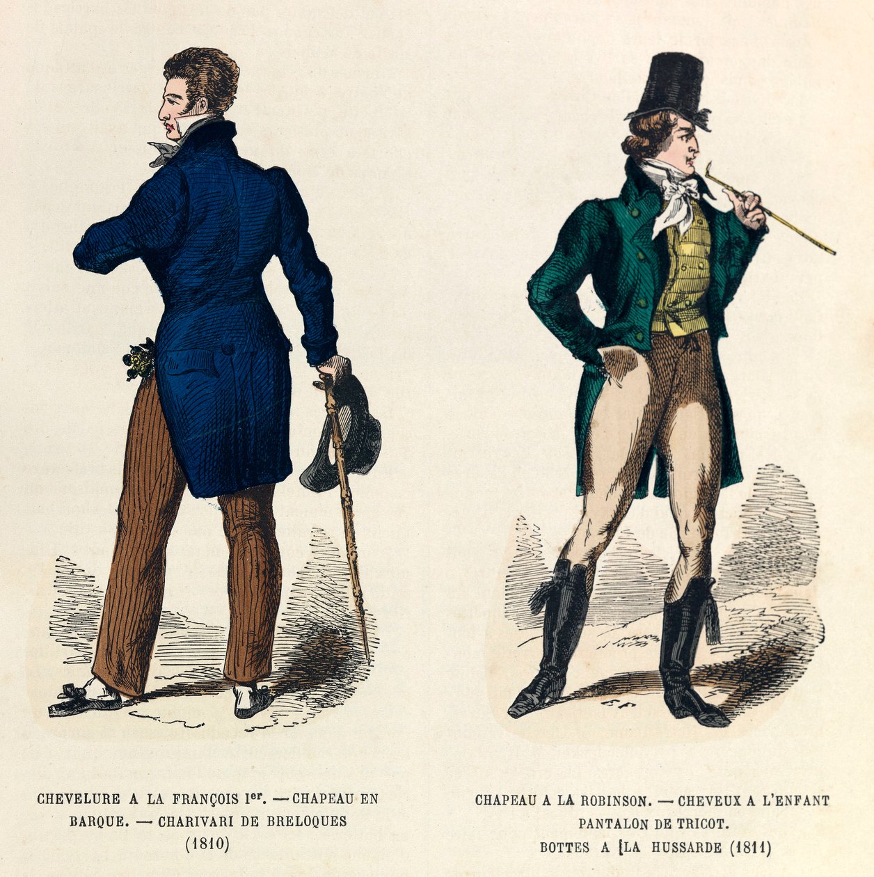 Trajes de hombres en 1810 y 1811 (reinado del emperador Napoleón I) de Anonymous Anonymous