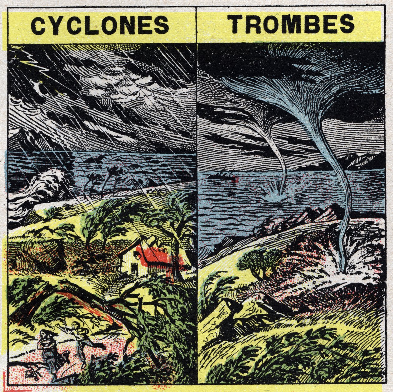 Meteorología: ciclones y trombas (tornados). Ilustración anónima de 1925. Colección privada. de Anonymous Anonymous