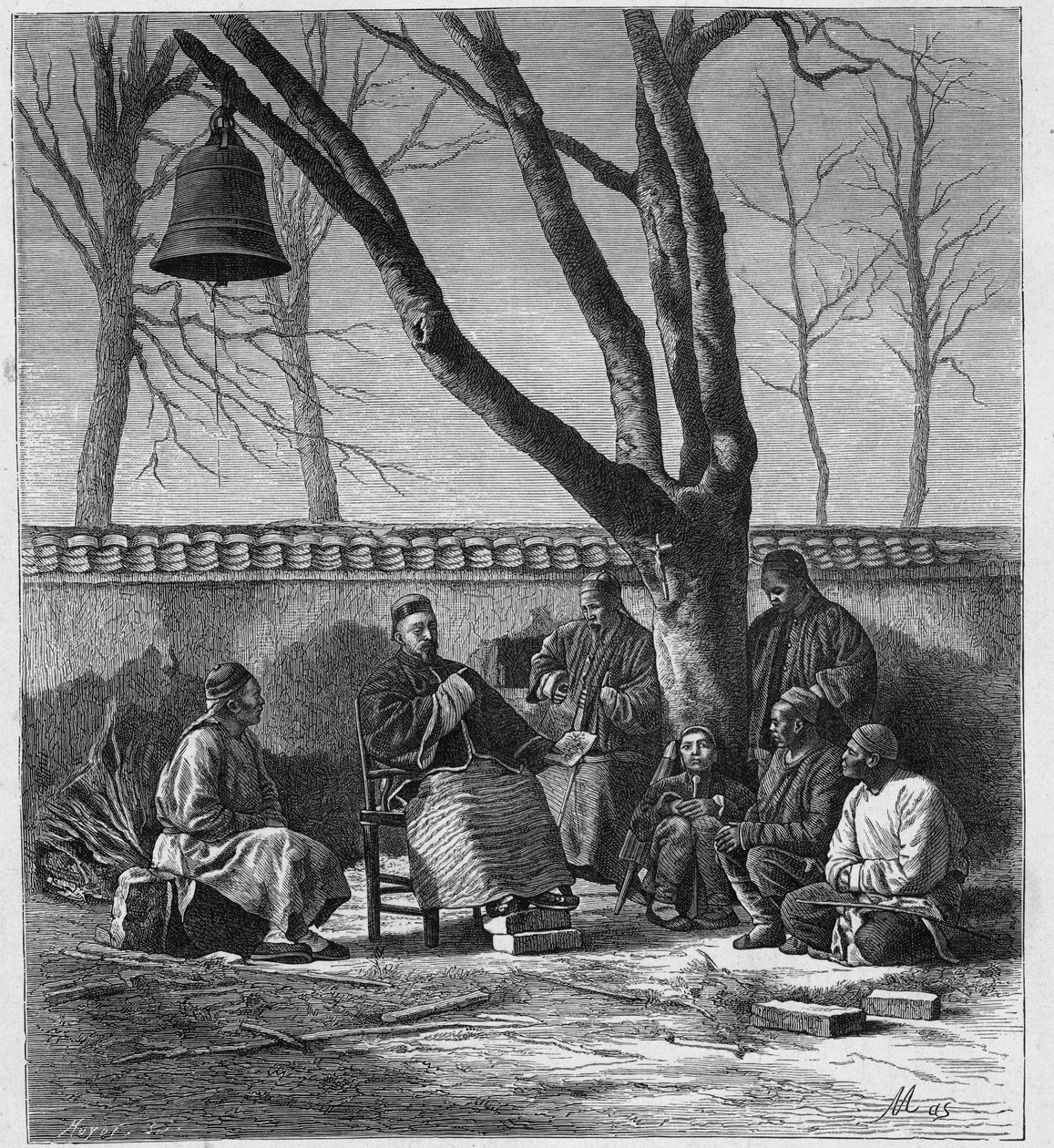 Misionero enseñando doctrina católica en la provincia de Henan (Ho Nan, Ho-Nan), China. Grabado en “Les Missions Catholiques au XIXeme Siecle” por Louis-Eugene Louvet. Colección privada. de Anonymous Anonymous