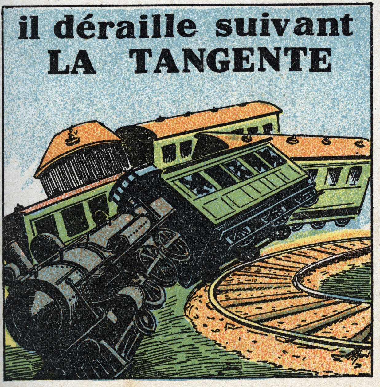 Movimientos: tangente. Descarrilamiento de tren. Ilustración anónima de 1925. Colección privada. de Anonymous Anonymous