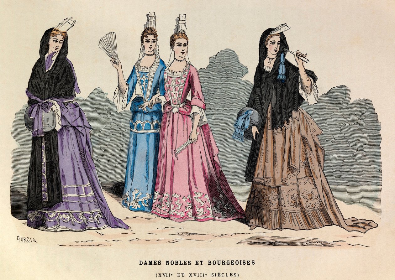 Trajes de damas nobles y burguesas en los siglos XVII y XVIII - Dama noble siglo XVII de Anonymous Anonymous