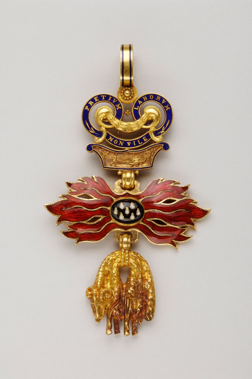 Orden del Toisón de Oro: Toisón de Oro austriaco - Insignia reducida - 1850-1900 - Oro y esmaltes - H 6.2 cm; W 4.1 cm; Peso: 20 g - Colección privada de Anonymous Anonymous