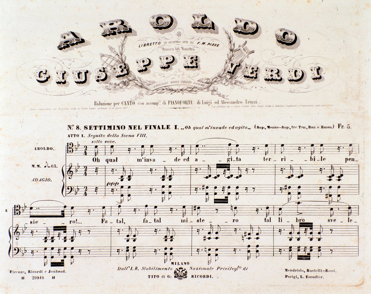 Página de partitura de la ópera Aroldo de Giuseppe Verdi de Anonymous Anonymous
