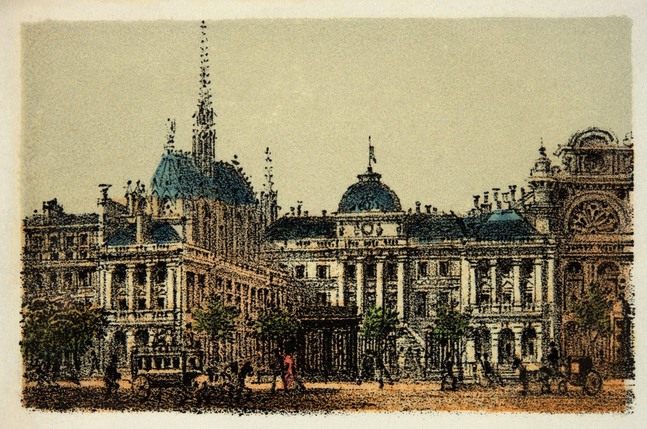 París en 1874: El Palacio de Justicia y la Sainte Chapelle, colección privada de Anonymous Anonymous