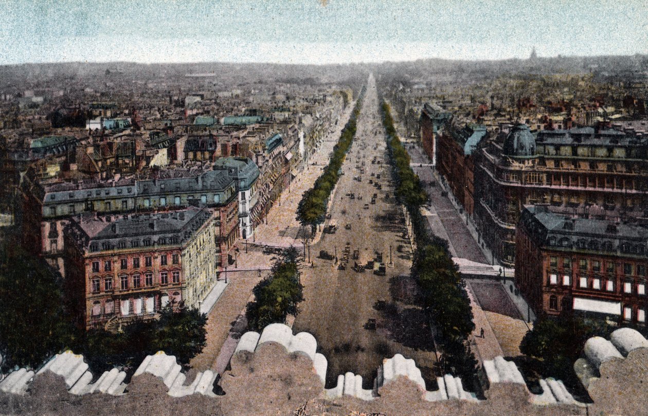 París: vista de la Avenida de los Campos Elíseos (Champs-Elysées) tomada desde el Arco de Triunfo, Place de l