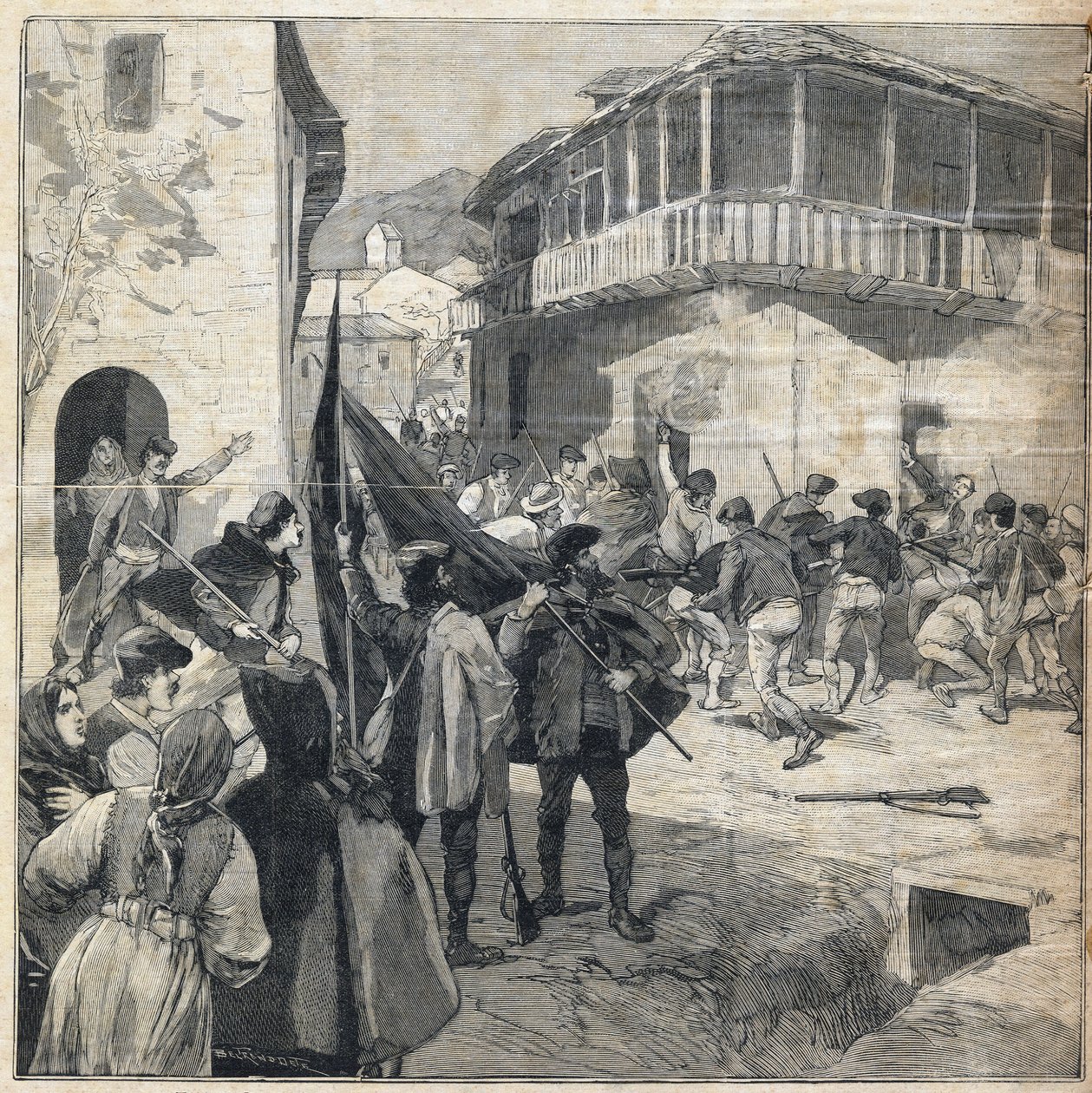 Insurrección de campesinos en Sicilia. Grabado en "Le Petit Parisien" el 31/12/1893 de Anonymous Anonymous