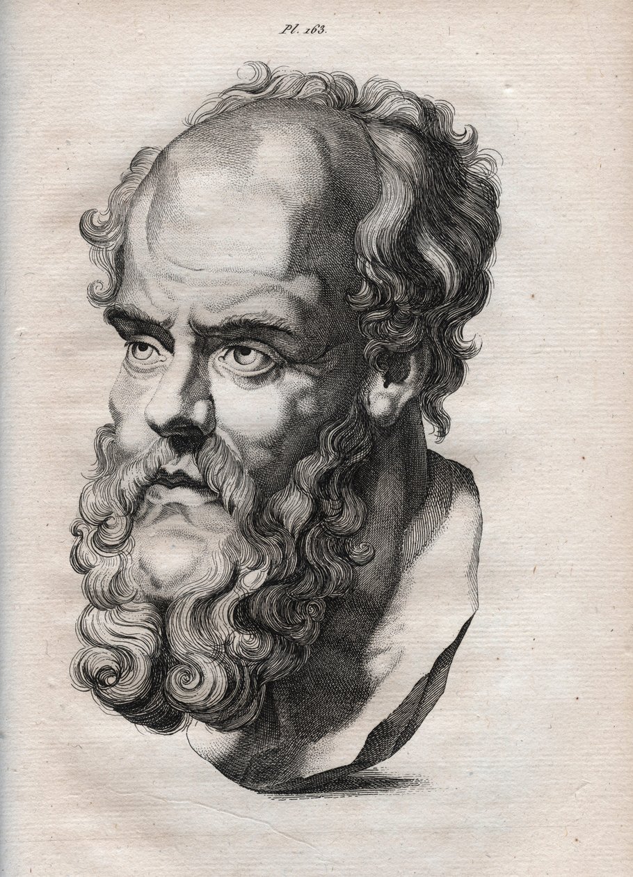 Fisionomía - el filósofo griego Sócrates (ca. 469 a.C.-399 a.C.) (Busto de Sócrates (ca 469 a.C.-399 a.C.), filósofo ateniense) grabado de 1808 en “El arte de conocer a los hombres a través de la fisionomía” de Johann Gaspar (Gaspard) Lavater (1841-1801) de Anonymous Anonymous