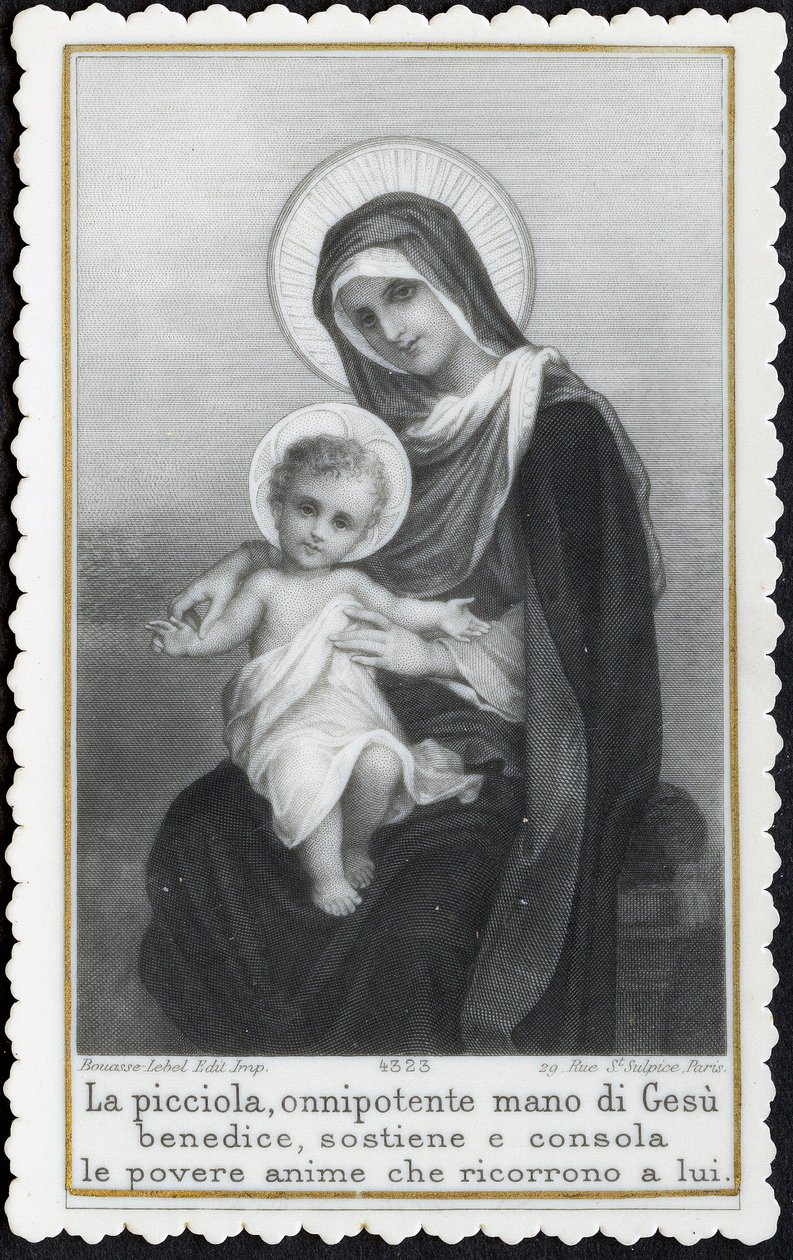 Imagen piadosa: Jesús niño en los brazos de su madre María de Anonymous Anonymous