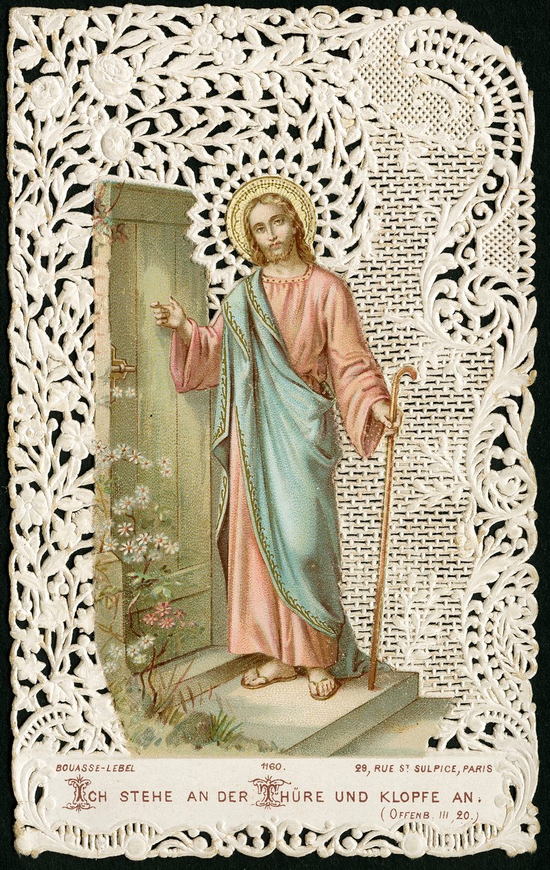 Imagen piadosa: Jesús llamando a la puerta (cromolitografía) de Anonymous Anonymous