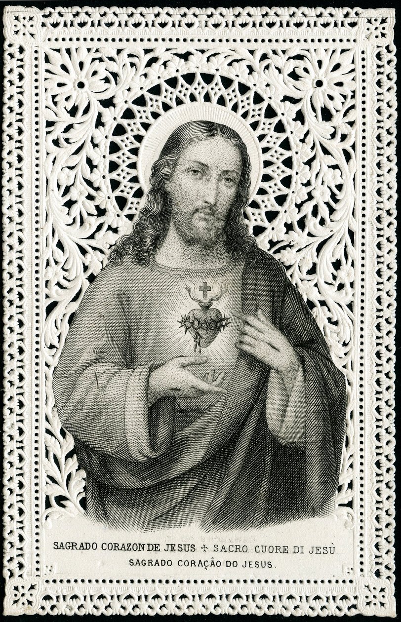 Imagen piadosa: Jesús con el sagrado corazón (grabado) de Anonymous Anonymous