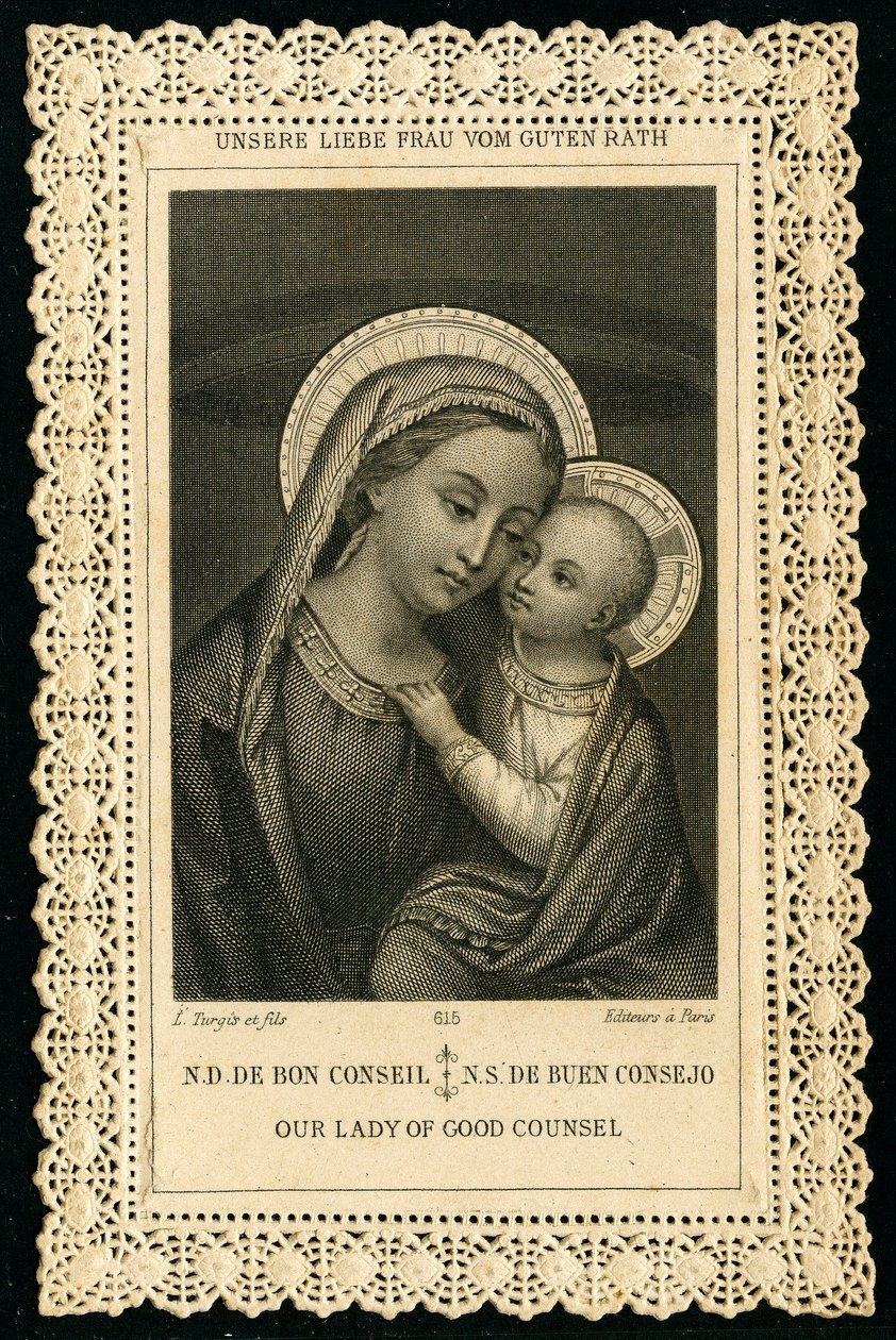 Retrato de la Virgen María, Nuestra Señora del Buen Consejo (grabado) de Anonymous Anonymous