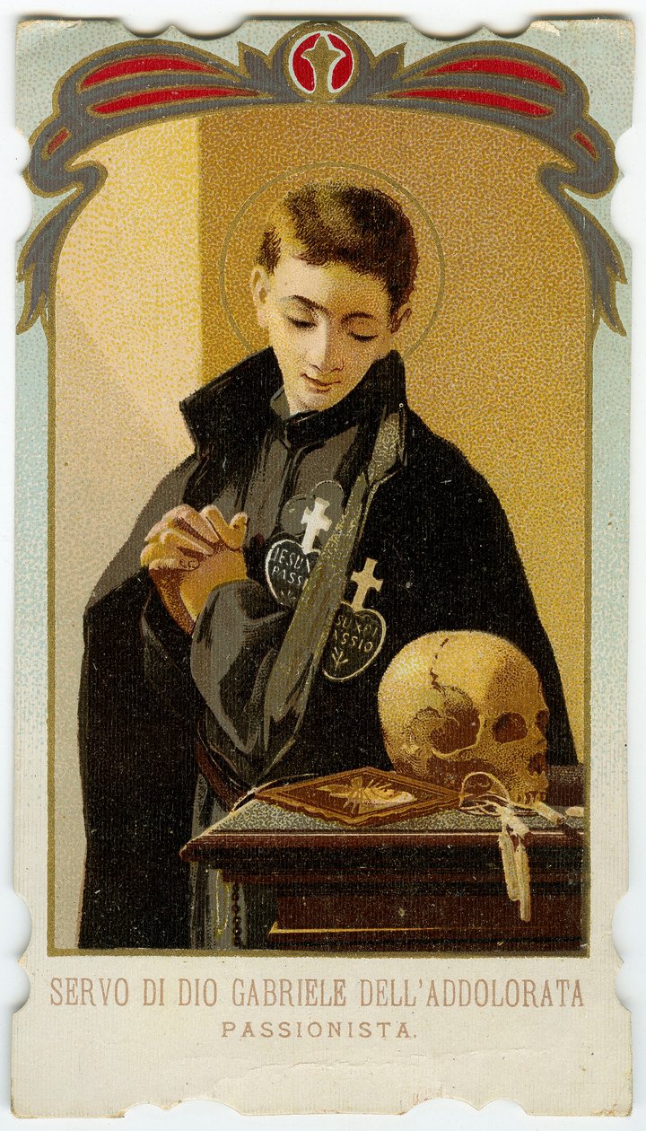 San Gabriel de Nuestra Señora de los Dolores, estudiante clerical pasionista italiano (cromolitografía) de Anonymous Anonymous