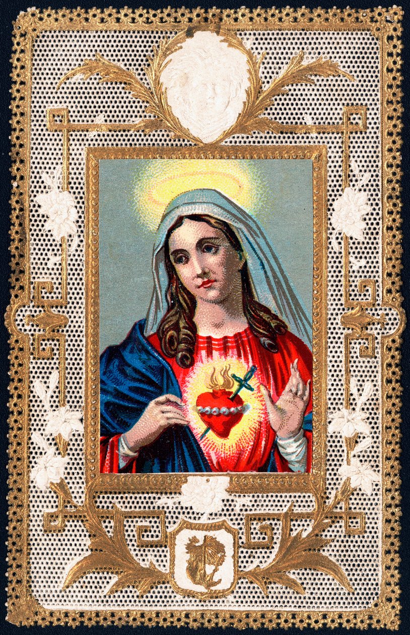 Imagen piadosa: Virgen de los Dolores. Mater dolorosa. Tarjeta dentada. Cromolitografía principios del siglo XX colección privada de Anonymous Anonymous