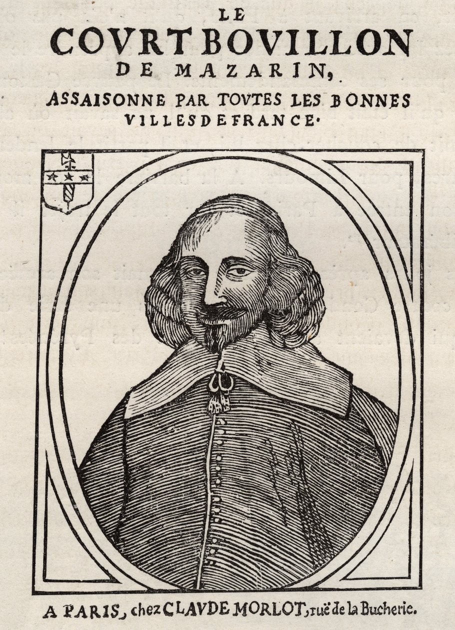 Panfletos políticos Mazarinade (panfleto político bajo la Fronda), imagen popular contra Mazarino sobre su retiro en Bouillon (Le court broth de Mazarin). Colección privada. de Anonymous Anonymous