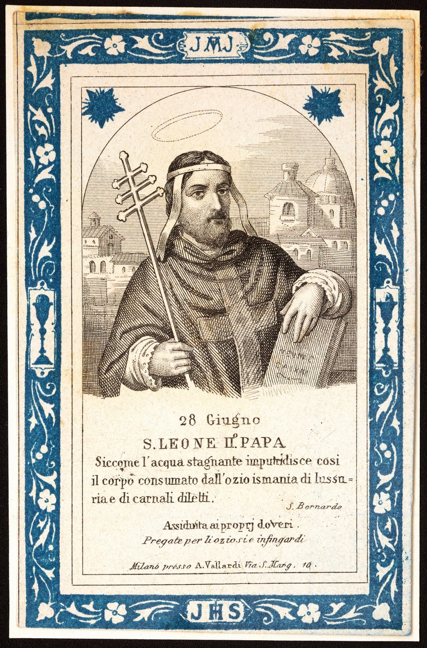 Papa San León II (siglo VII) Imagen piadosa. Postal. Principios del siglo XX de Anonymous Anonymous