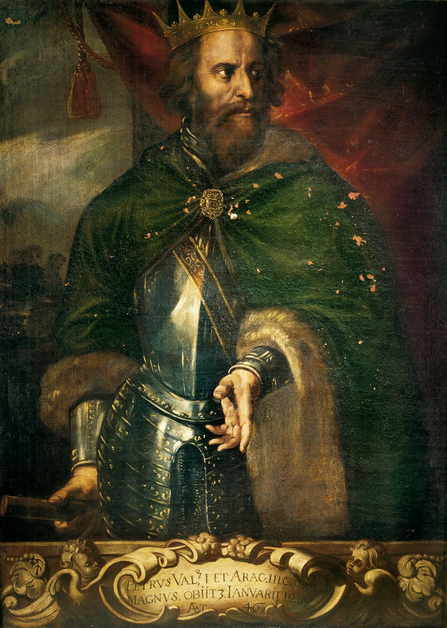 Retrato de Pedro III ""El Grande"" (1240-1285), rey de Aragón y Valencia. Pintura anónima. España, València. Palacio de la Generalitat. de Anonymous Anonymous