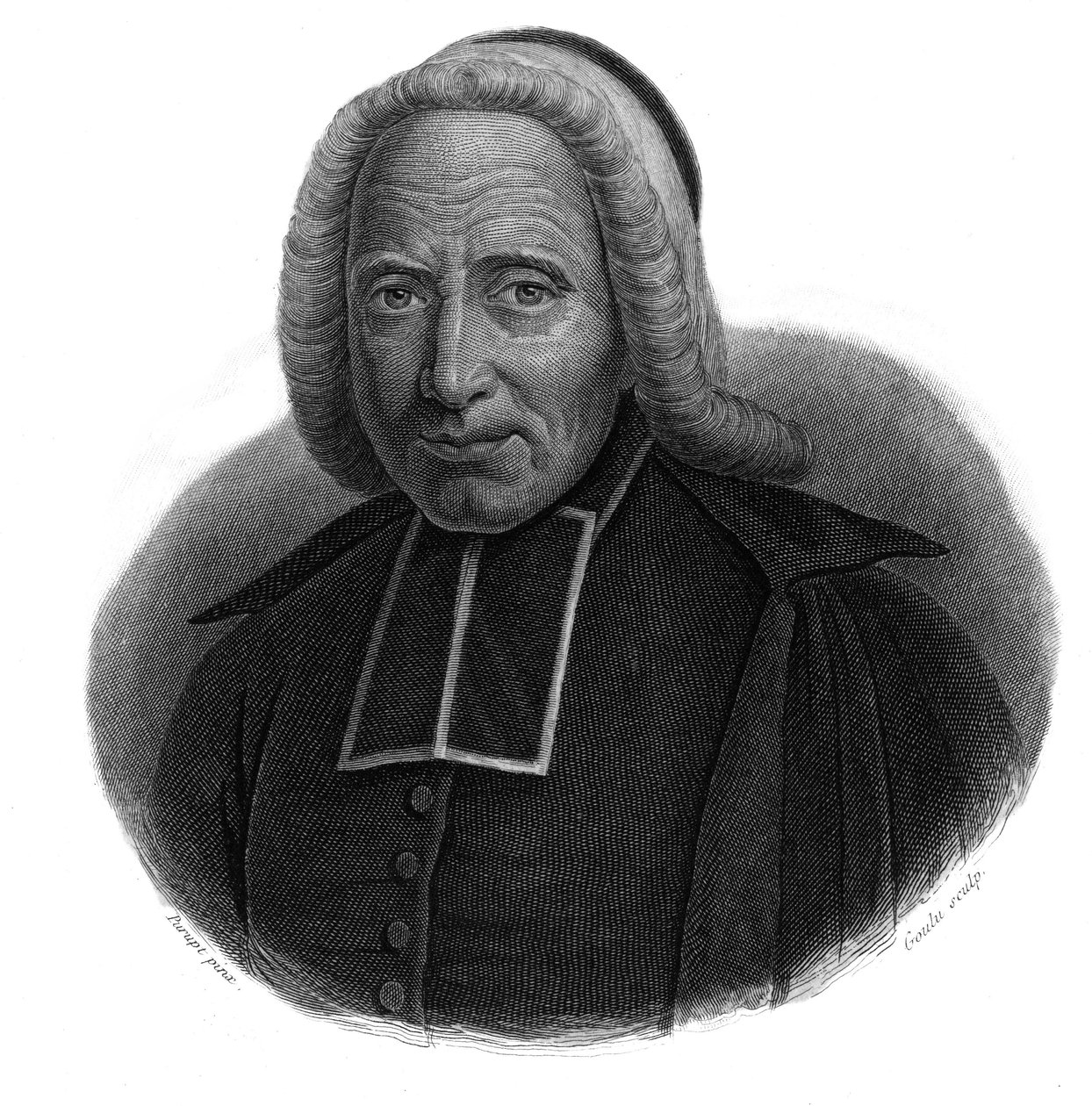 Retrato del Abad Jean Godinot (1661-1749) en "Retratos e historia de hombres útiles: hombres y mujeres de todos los países y de todas las condiciones, que han adquirido derechos a la gratitud de los hombres" publicado y propagado por la Sociedad Montyon y  de Anonymous Anonymous