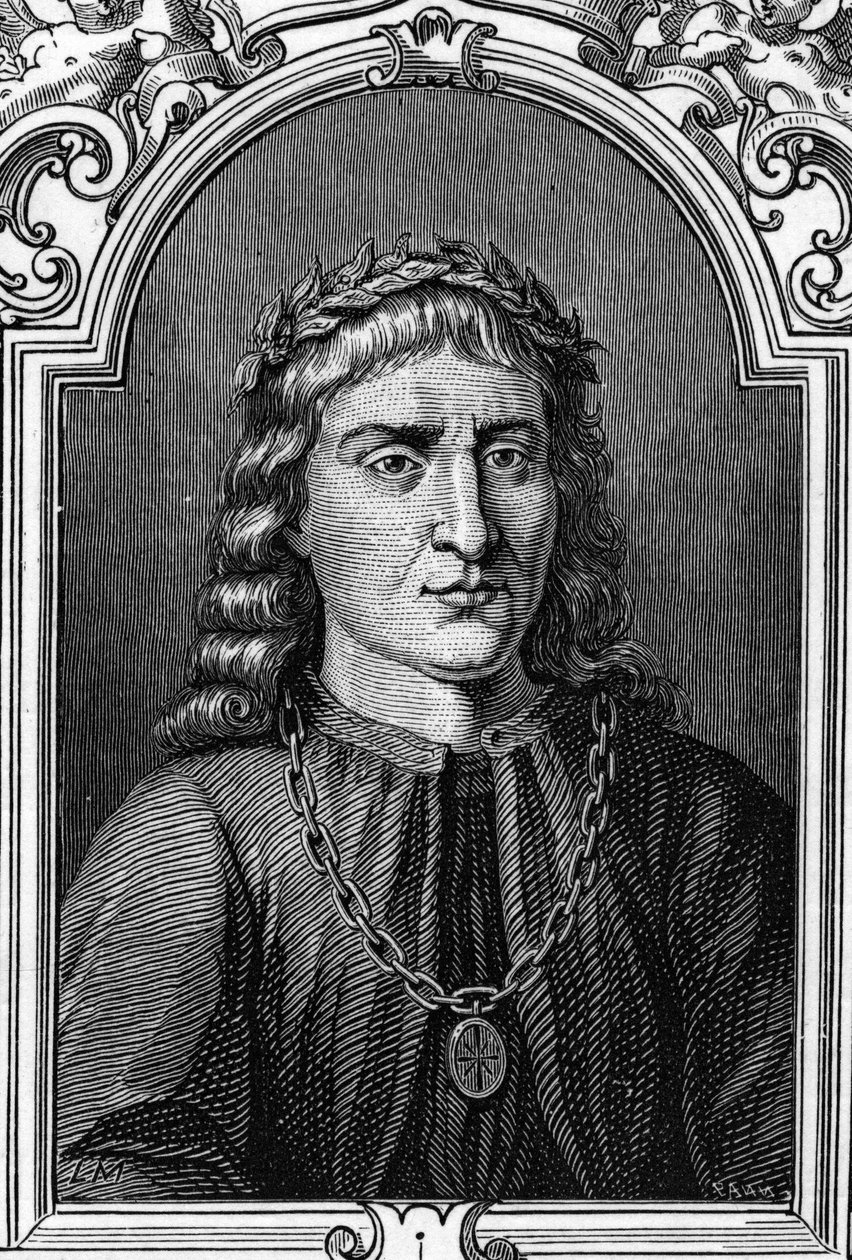 Retrato de Andrea Mantegna (1431-1506) pintor italiano. Grabado de 1859 en “las galerías de Europa - Italia”. Colección privada. de Anonymous Anonymous