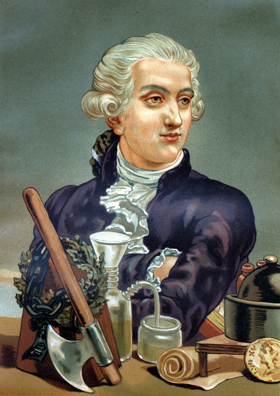 Retrato de Antoine Laurent de Lavoisier (1743 - 1794), químico francés. después de “La Ciencia y sus Hombres” de Louis Figuier. Barcelona 1881 de Anonymous Anonymous