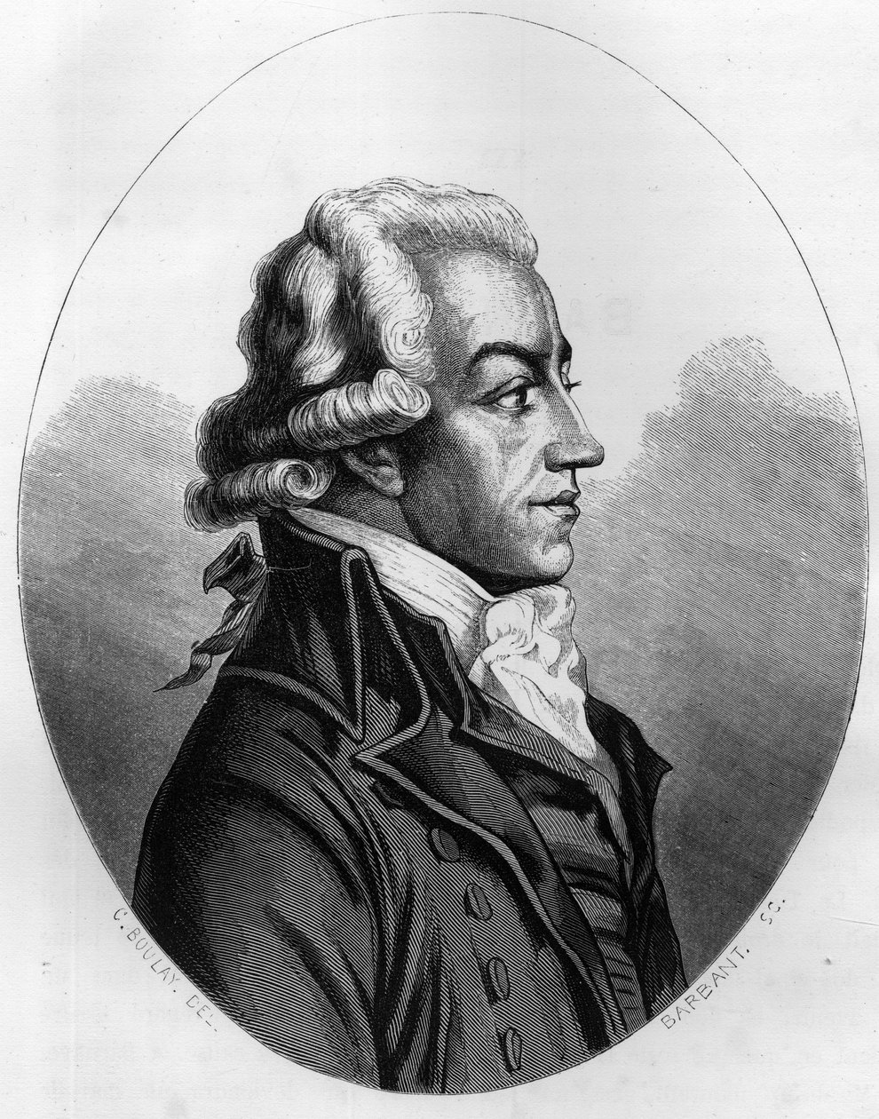 Retrato de Antoine Pierre Joseph Marie Barnave (1761-1793) político francés - Grabado de 1863 en “El Libro Rojo - Historia del Cadalso en Francia” por Dupray de La Maherie - Colección Privada de Anonymous Anonymous