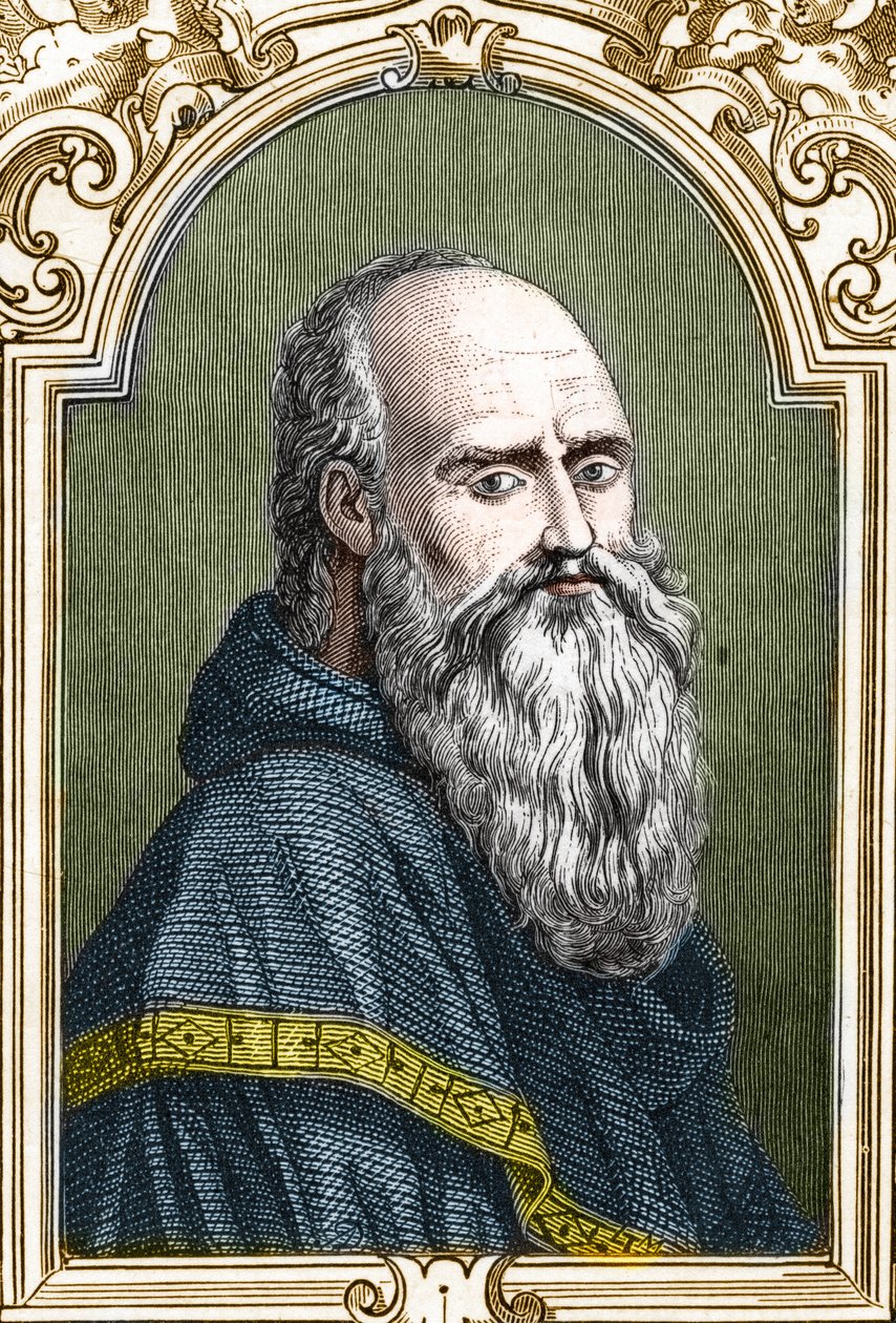 Retrato de Bernardino de Scapis llamado Bernardino Luini (1481-1532) pintor italiano. Grabado de 1859 en "Las galerías de Europa - Italia" por Armengaud. Colección privada de Anonymous Anonymous