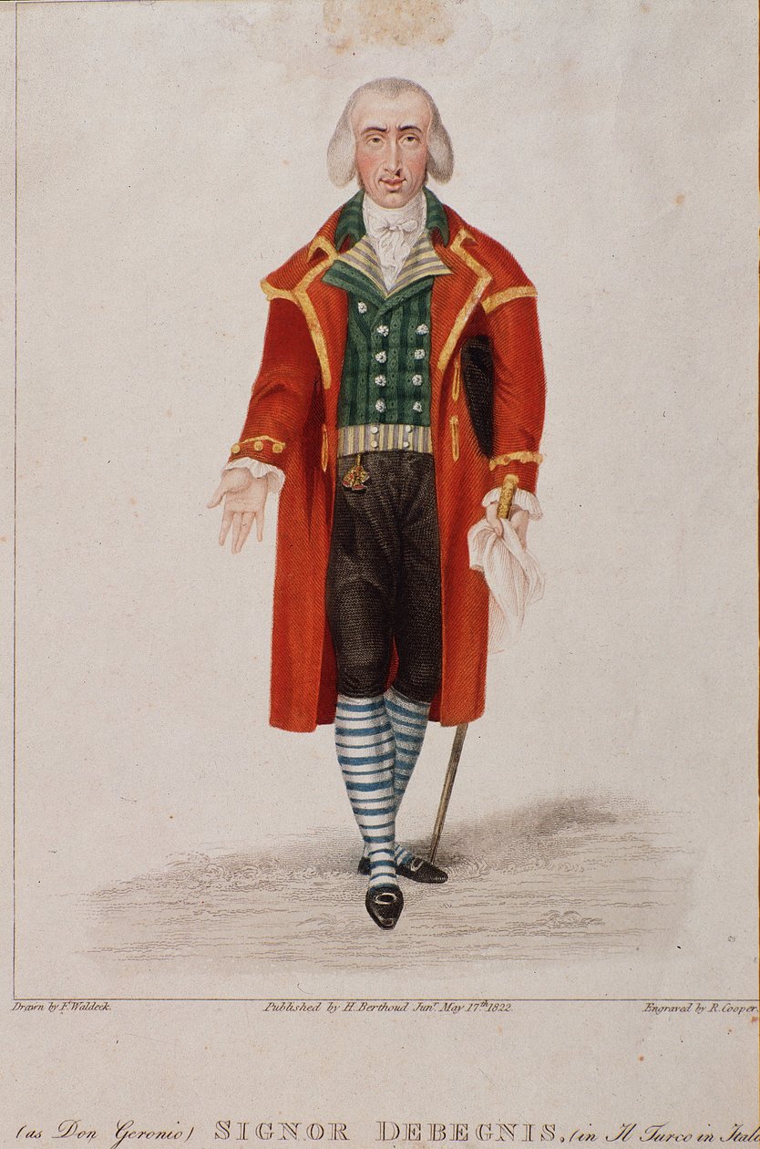 Retrato de Don Geronio interpretado por Debegnis, personaje de El turco en Italia, ópera de Gioaccino Rossini de Anonymous Anonymous
