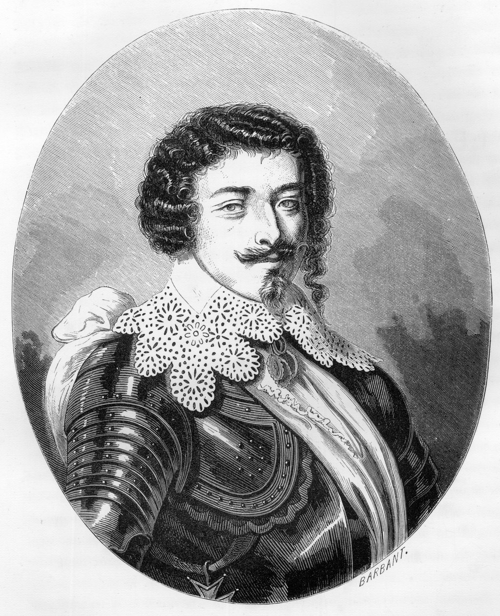 Retrato del Duque Enrique II de Montmorency (Montmorenci) (1595-1632) - Grabado de 1863 en "El Libro Rojo - Historia del Cadalso en Francia" por Dupray de La Maherie. Colección privada de Anonymous Anonymous