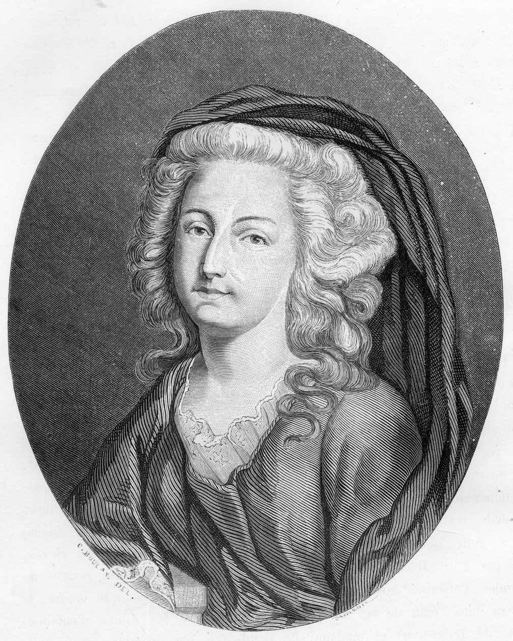 Retrato de Elisabeth Philippine Marie Helene de Francia llamada Madame Elisabeth (1764-1794), hermana de Luis XVI - Grabado de 1863 en "Le Livre Rouge - Histoire De L