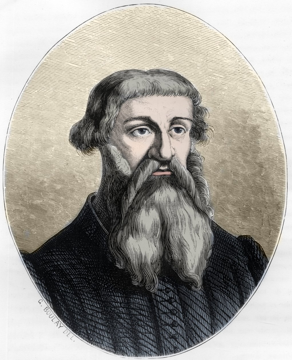 Retrato de Etienne Dolet, erudito, traductor e impresor francés - retrato de Etienne Dolet (1509 -1546), escritor, poeta, impresor, humanista francés - Grabado de 1863 en “Le Livre Rouge - Histoire De L