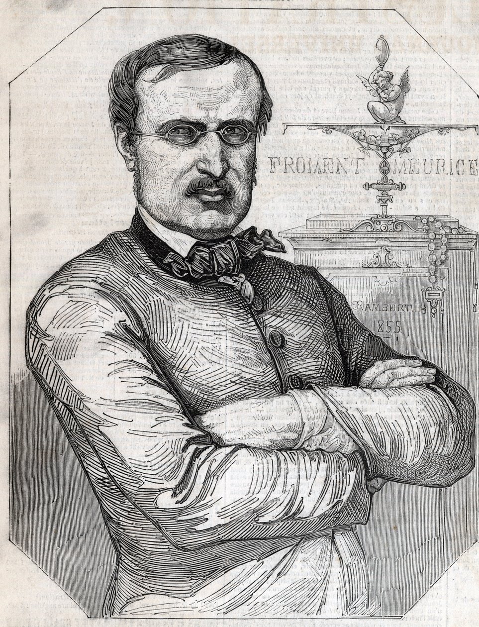 Retrato de Francois-Desire Froment-Meurice (Francois Desire Froment Meurice) (1802-1855) orfebre francés. Grabado de 1855. Colección privada de Anonymous Anonymous