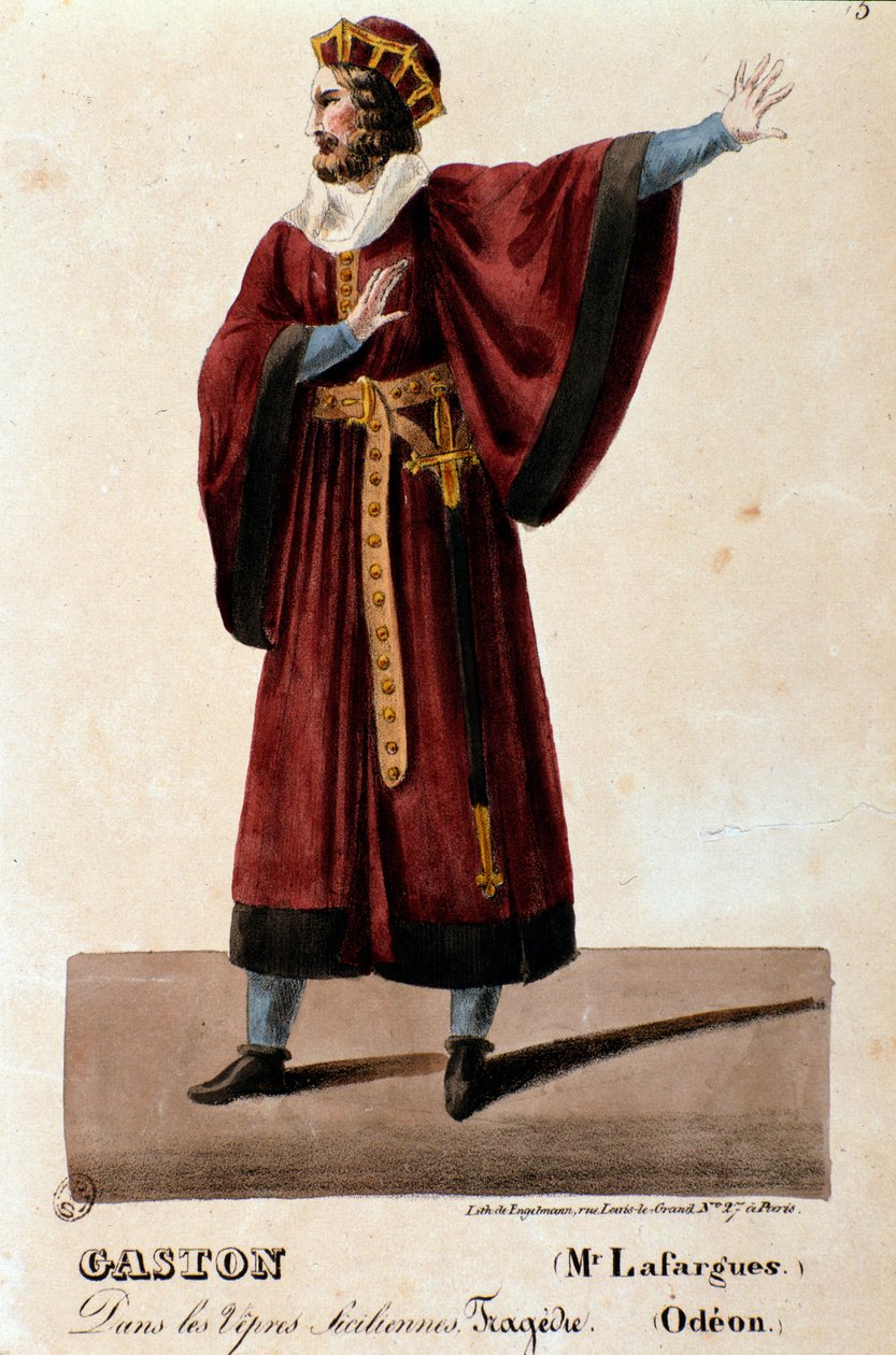 Retrato de Gaston interpretado por Lafargues en I vespri siciliani (Las vísperas sicilianas) ópera de Giuseppe Verdi de Anonymous Anonymous