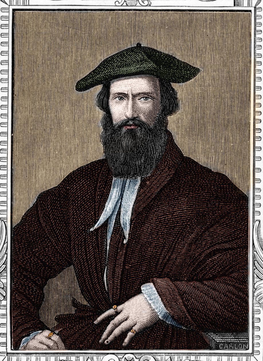 Retrato de Girolamo Francesco Maria Mazzola llamado Parmigianino o El Parmesano (1503-1540) pintor italiano. Grabado de 1859 en “las galerías de Europa - Italia” por Armengaud. de Anonymous Anonymous