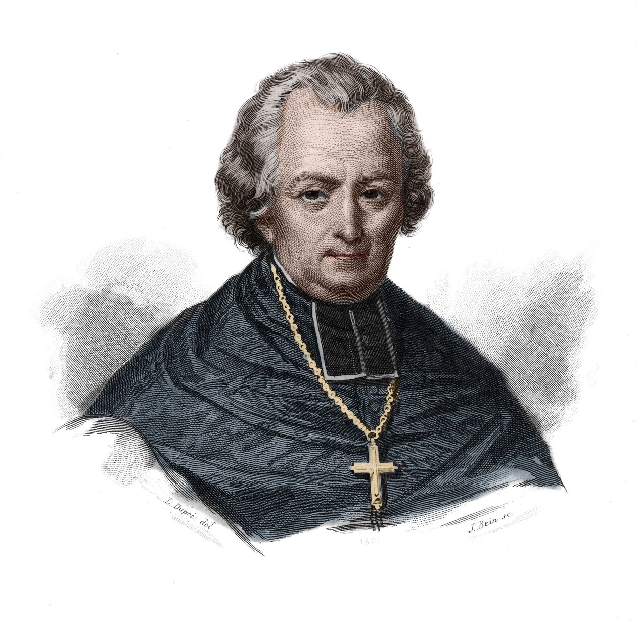 Retrato de Jean Lefebvre de Cheverus (1768-1836) cardenal francés, arzobispo de Burdeos en "Retratos e historia de hombres útiles: hombres y mujeres de todos los países y de todas las condiciones, que han adquirido derechos a la gratitud de los hombres" pu de Anonymous Anonymous