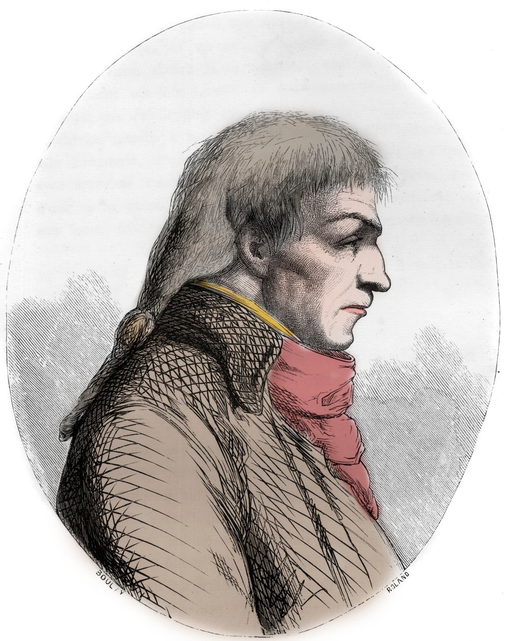 Retrato de Joseph Le Bon (1765-95) político francés - Retrato de Guislain Francois Joseph Le Bon (1765-1795), revolucionario francés - Grabado de 1863 en “The Red Book - Histoire De L
