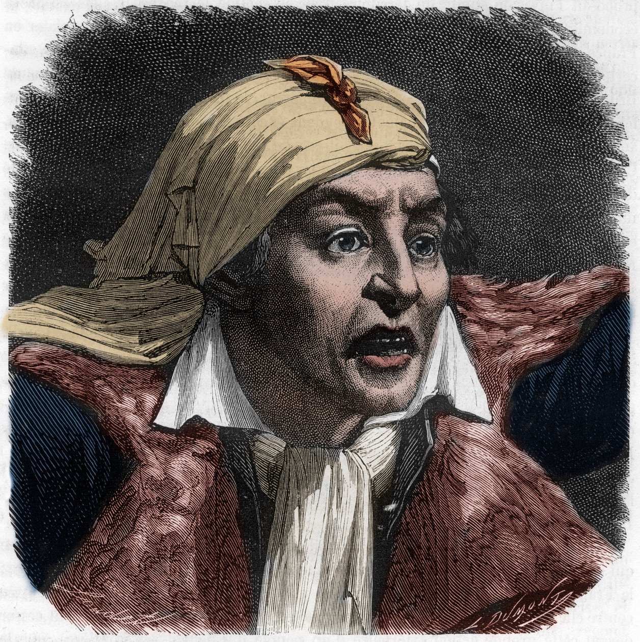 Retrato de Marat (1743-1793) - retrato de Jean-Paul (Jean Paul) Marat (1743-1793) político, periodista francés - Grabado en “Historia de los Girondinos” por Alphonse de Lamartine (1790-1869) 1865-1866 - Colección privada de Anonymous Anonymous