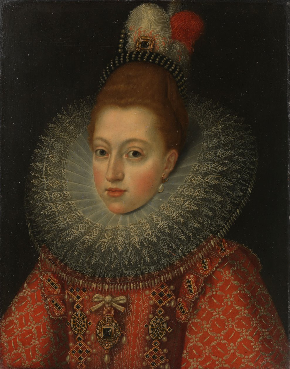 Retrato de Margarita de Austria (1584-1611) Reina de España, c.1600 (óleo sobre cobre) de Anonymous Anonymous