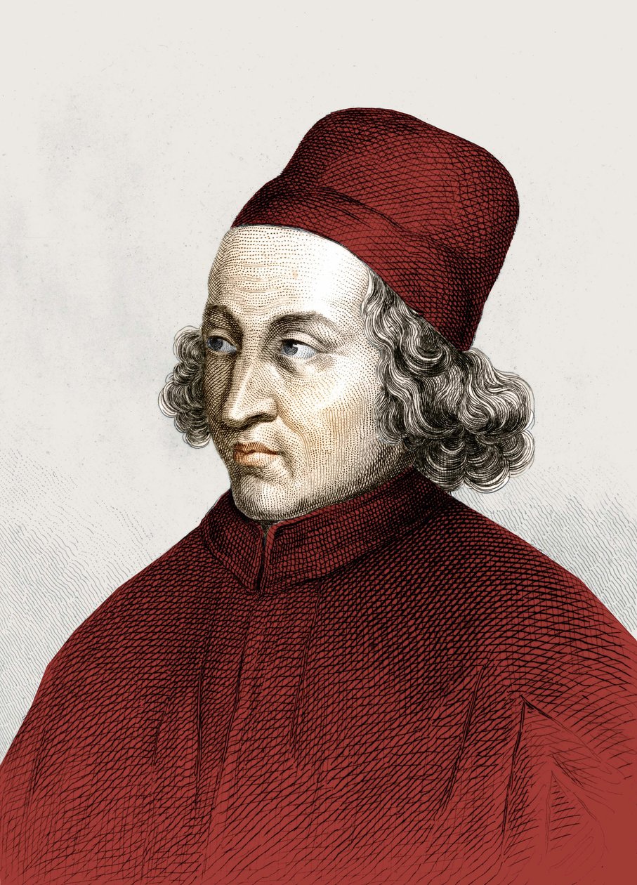 Retrato de Marsilio Ficino, conocido en francés como Marsile Ficin (1433-1499), grabado del siglo XVIII de Anonymous Anonymous