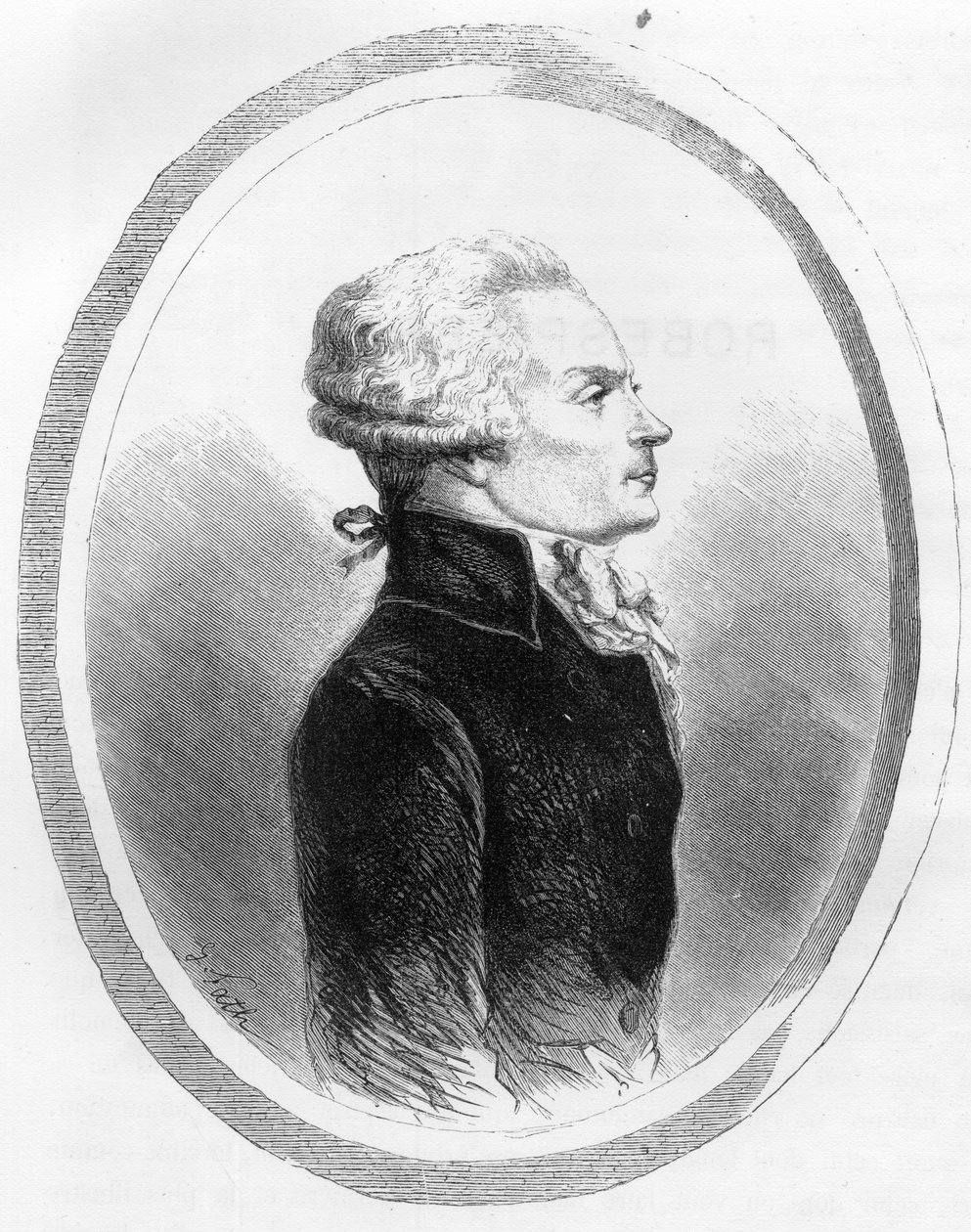 Retrato de Maximilien de Robespierre (1758-1794) político - Grabado de 1863 en "Le Livre Rouge - Histoire De L