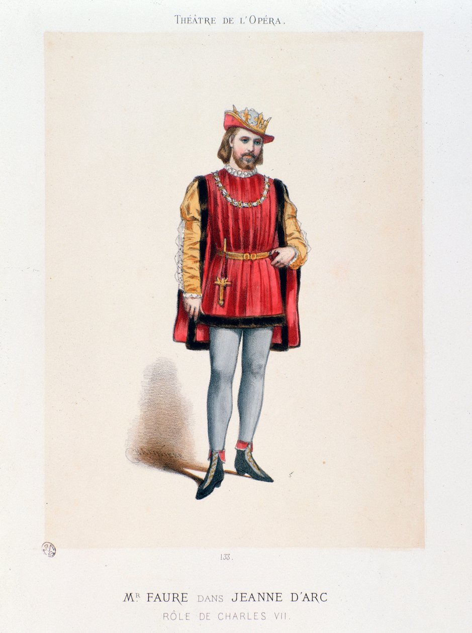 Retrato del Sr. Faure interpretando al Rey Carlos VII en la ópera Juana de Arco en la Hoguera de Honegger de Anonymous Anonymous