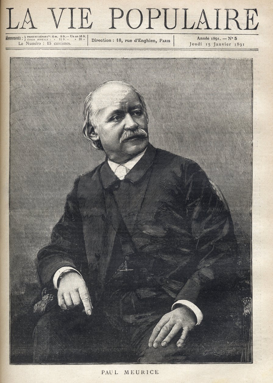 Retrato de Paul Meurice (1818-1905), escritor francés. Grabado en “La vie populaire” de Anonymous Anonymous