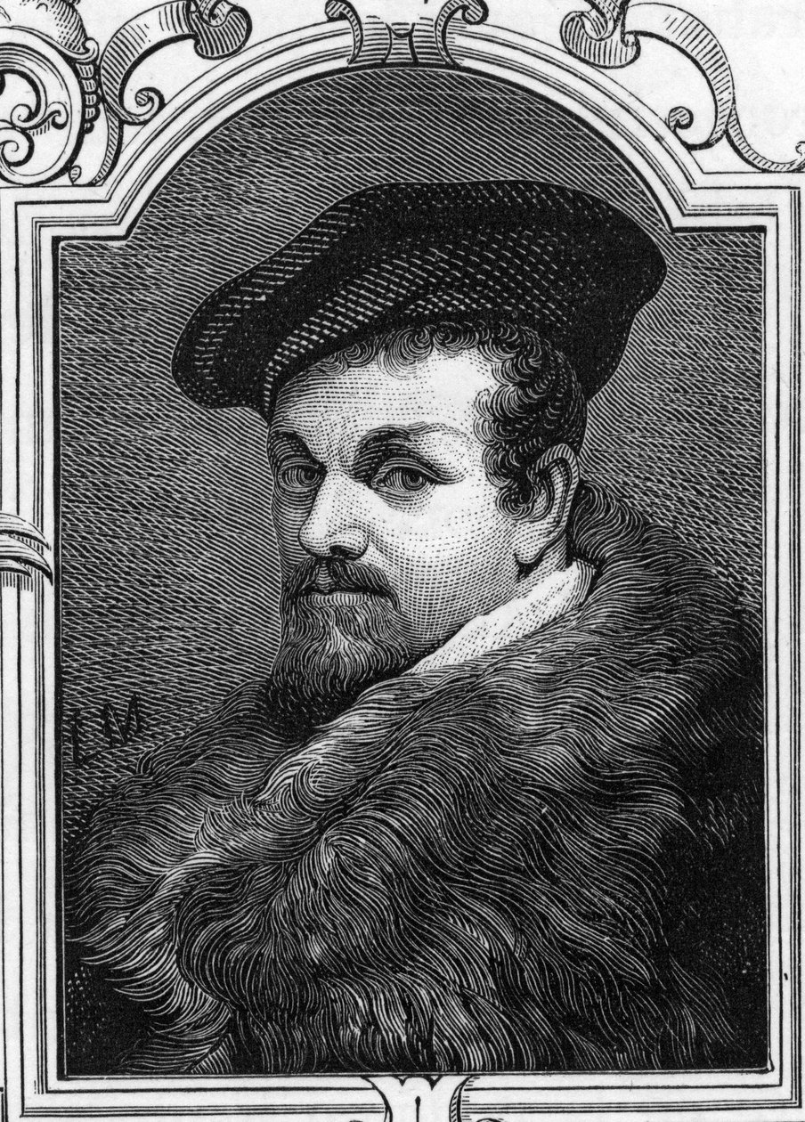 Retrato de Pier Francesco Mazzucchelli, conocido como il Morazzone (1573-1626) pintor italiano. Grabado de 1859 en “las galerías de Europa - Italia” de Armandaud. Colección privada. de Anonymous Anonymous