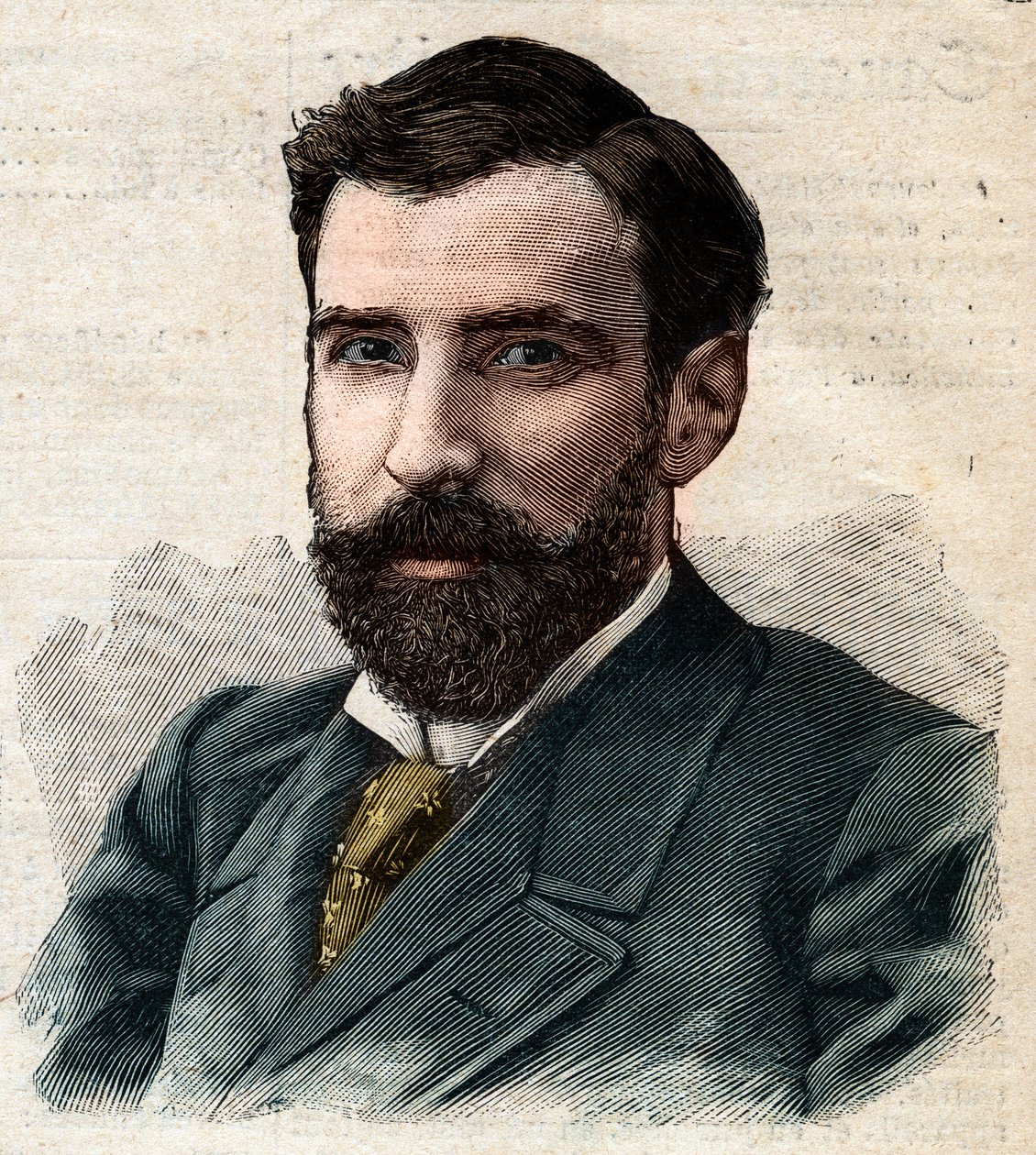 Retrato de Pietro Paolo Savorgnan di Brazza o Pierre Paul François Camille Savorgnan de Brazza en francés (1852-1905) Gobernador General del Congo Francés. Grabado en “Le Petro Parisien” de Anonymous Anonymous