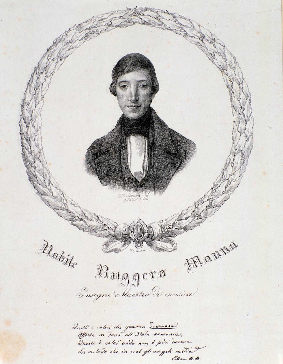 Retrato de Ruggero Manna (litografía) de Anonymous Anonymous