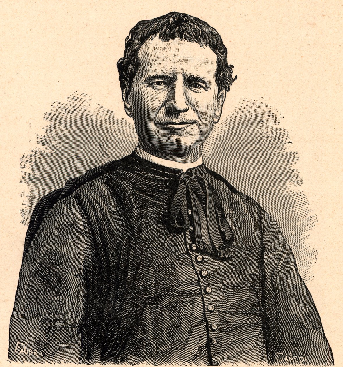 Retrato de San Juan Bosco o Don Bosco (Giovanni Melchior Bosco) (1815-1888) siglo XIX (grabado). de Anonymous Anonymous