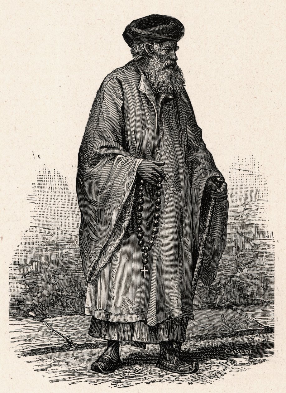 Retrato de un copto católico de Zifte en Egipto. Grabado en “Les Missions Catholiques au XIXeme Siecle” por Louis-Eugene Louvet. Colección privada. de Anonymous Anonymous