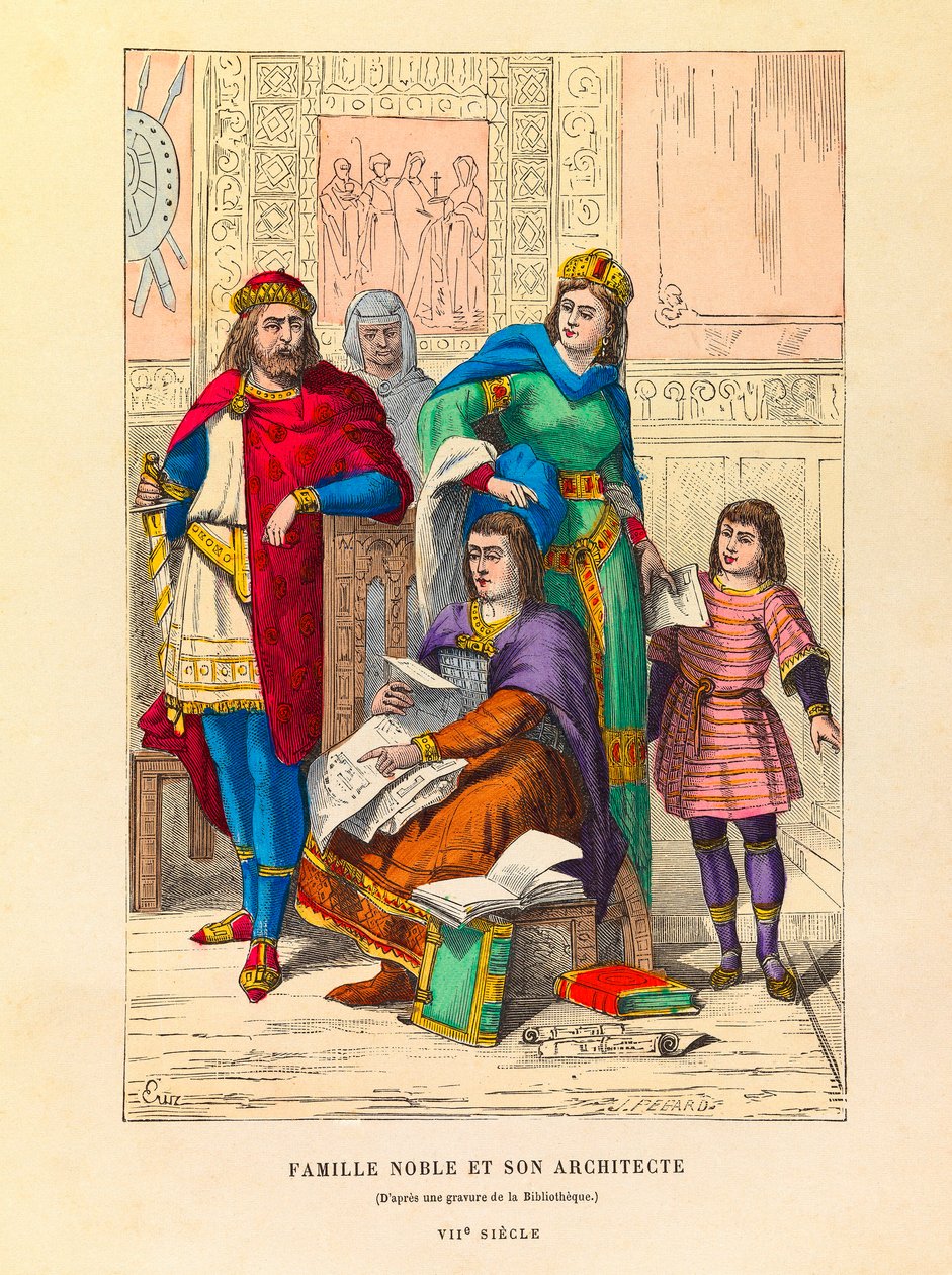 Retrato de una familia noble con su arquitecto en el siglo VII de Anonymous Anonymous