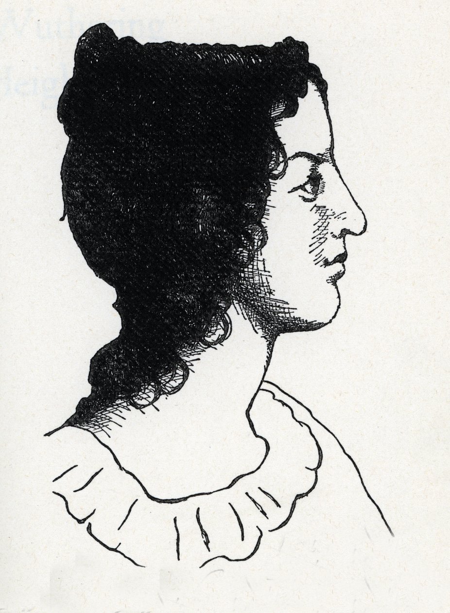Retrato de la escritora británica Emily Bronte (1818-1848) (grabado de "Les Hauts de Hurlevent") de Anonymous Anonymous