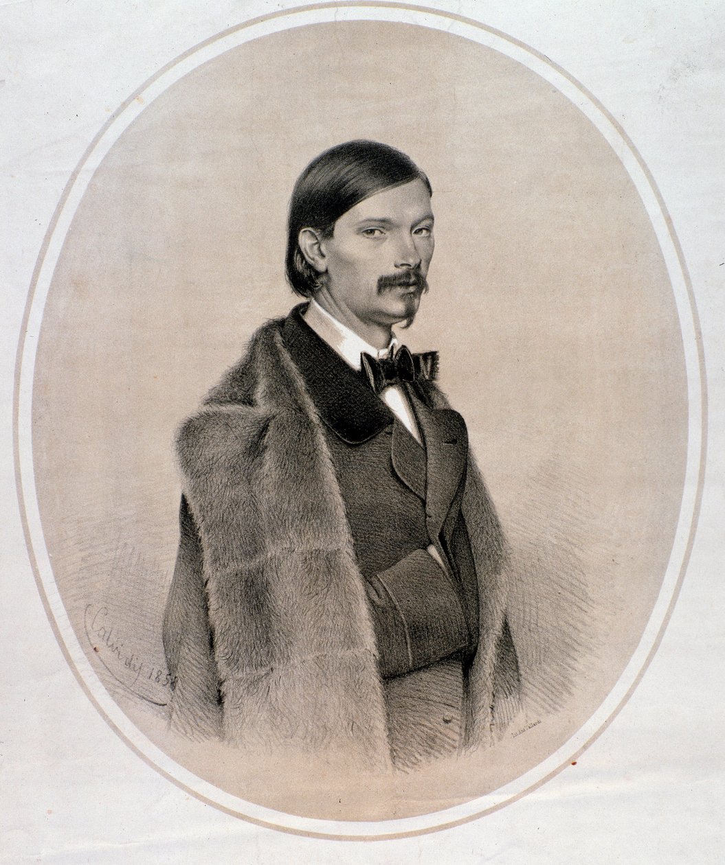 Retrato del director de orquesta, músico de contrabajo y compositor italiano Giovanni Bottesini. Dibujo. 1858 de Anonymous Anonymous