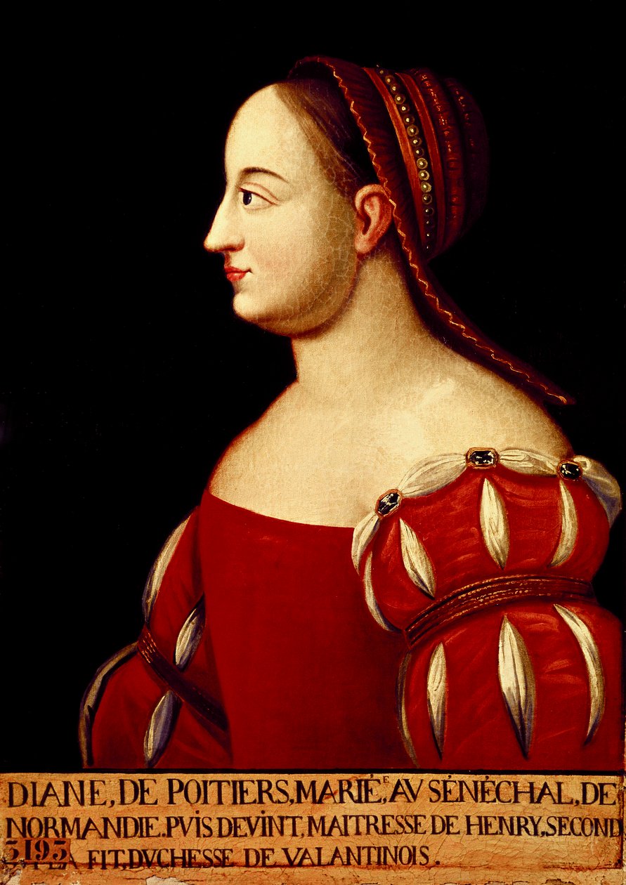 Retrato de la Duquesa de Valentinois Diana de Poitiers (1499-1566), favorita del Rey Enrique II de Francia de Anonymous Anonymous