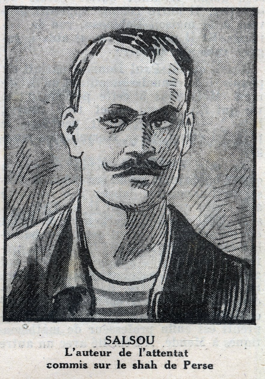 Retrato del anarquista François Salsou que llevó a cabo el atentado contra el Shah de Persia Muzaffar ad Din, en París el 2 de agosto de Anonymous Anonymous